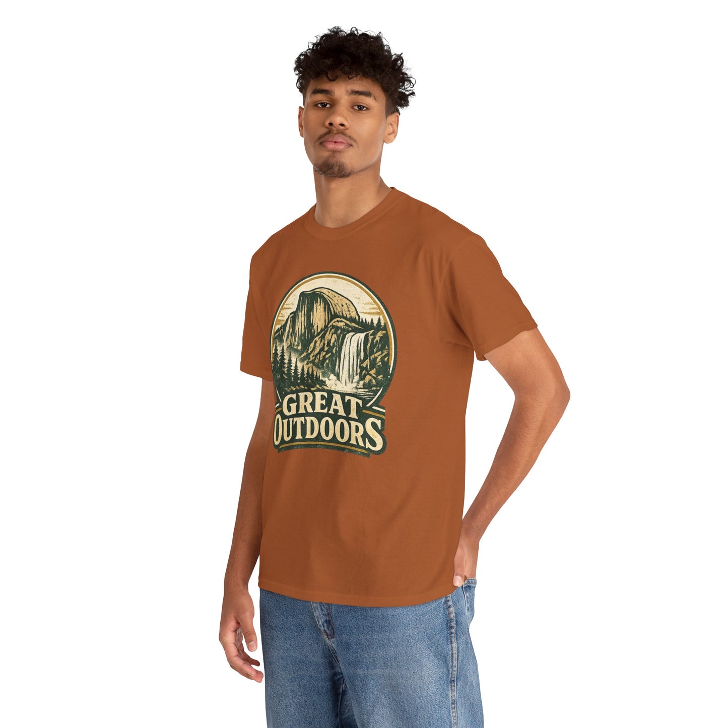 Great Outdoors Retro Badge Tee | Yosemite Half Dome Graphic Shirt | Camping Gift