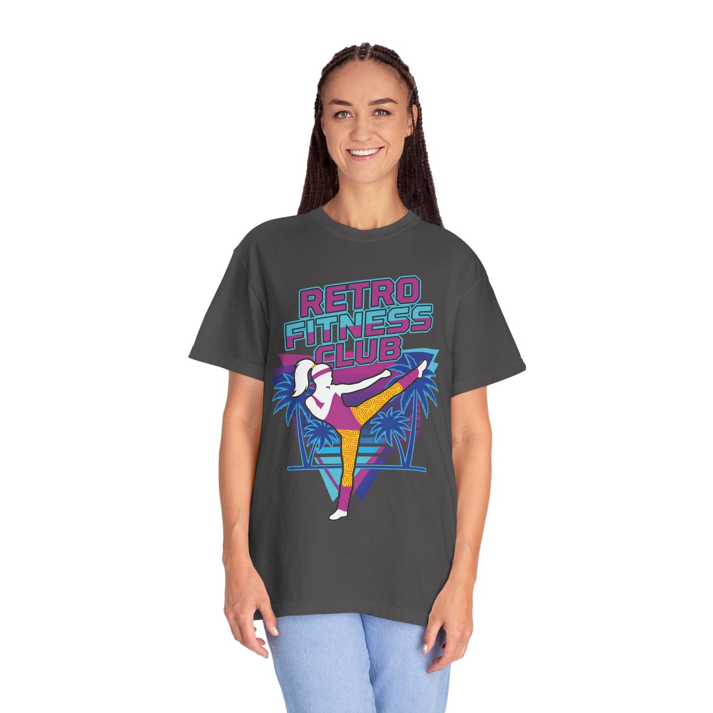 Retro Fitness Club High Kick 80s Tee | Vintage Aerobics Shirt Women