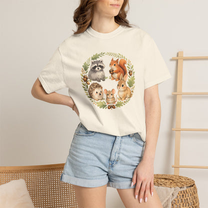 Woodland Animals Circle Watercolor Tee | Forest Creature Gift Shirt | Nature Lover