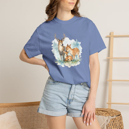 Watercolor Deer Family Tee | Forest Wildlife Art Shirt | Nature Lover Gift | Unisex