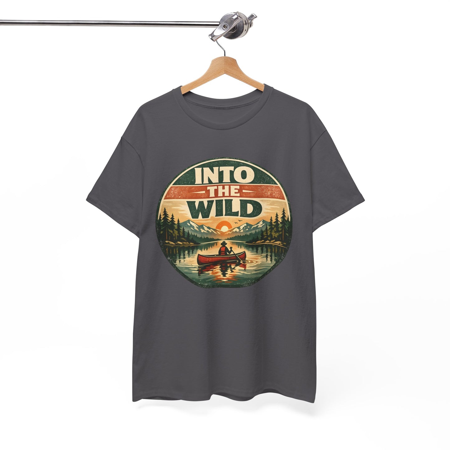 Into the Wild Canoe Badge Tee | Vintage Outdoor Graphic Shirt | Camping Adventure Gift