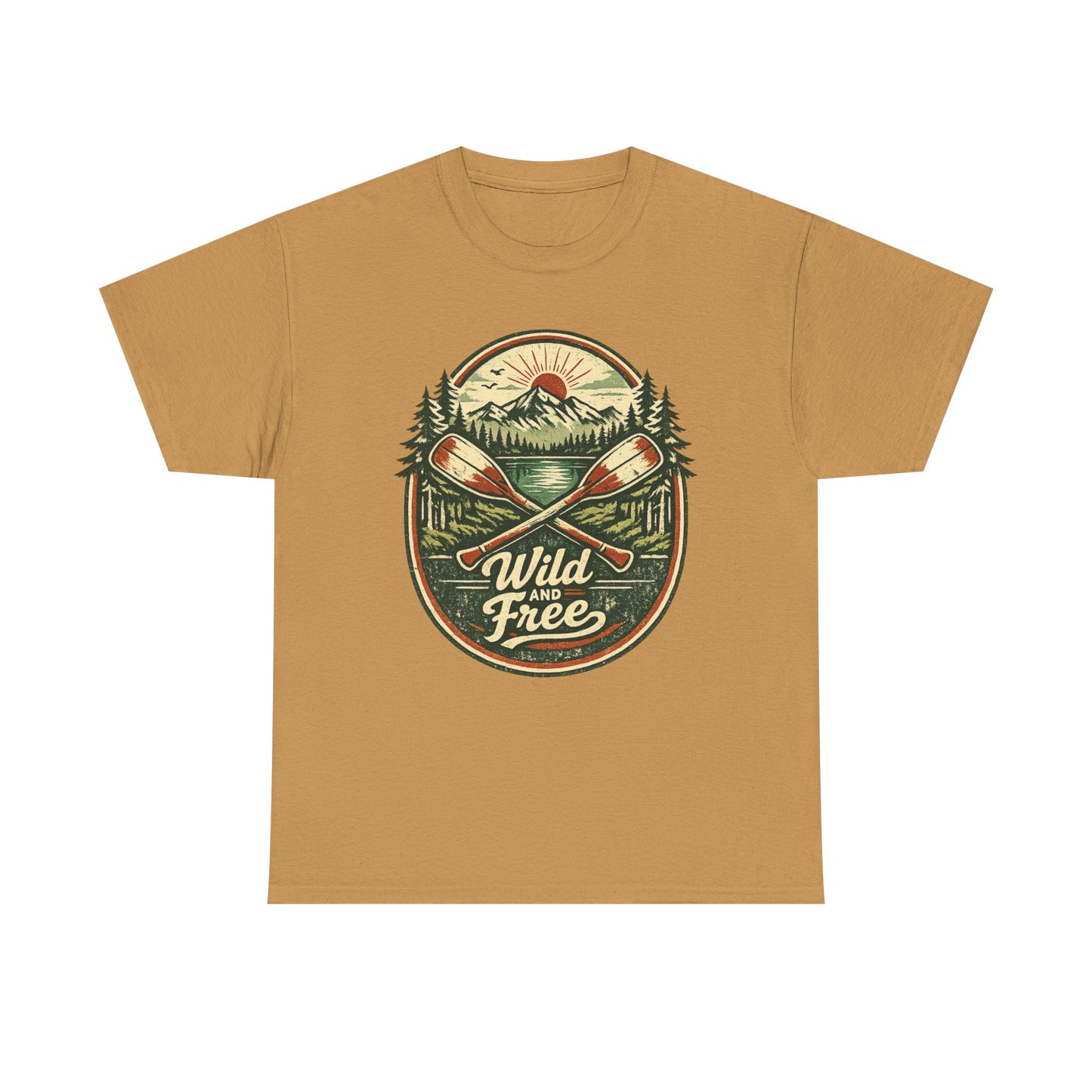 Wild and Free Badge Tee | Vintage Adventure Shirt | Outdoor Explorer Gift