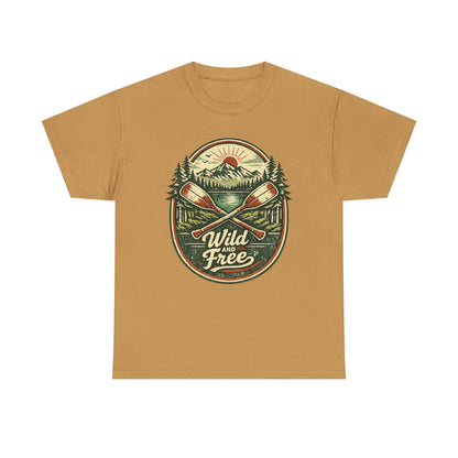 Wild and Free Badge Tee | Vintage Adventure Shirt | Outdoor Explorer Gift