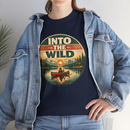 Into the Wild Canoe Badge Tee | Vintage Outdoor Graphic Shirt | Camping Adventure Gift