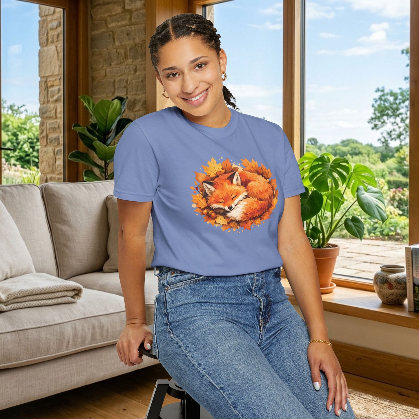 Sleeping Fox Watercolor Graphic Tee | Cozy Woodland Animal Shirt | Nature Lover Gift