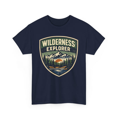 Wilderness Explorer Shield badge Tee | Retro Outdoor Adventure design | Hiking