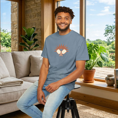 Pickleball Sun Badge Tee Pickler Vintage Minimalist Unisex Shirt