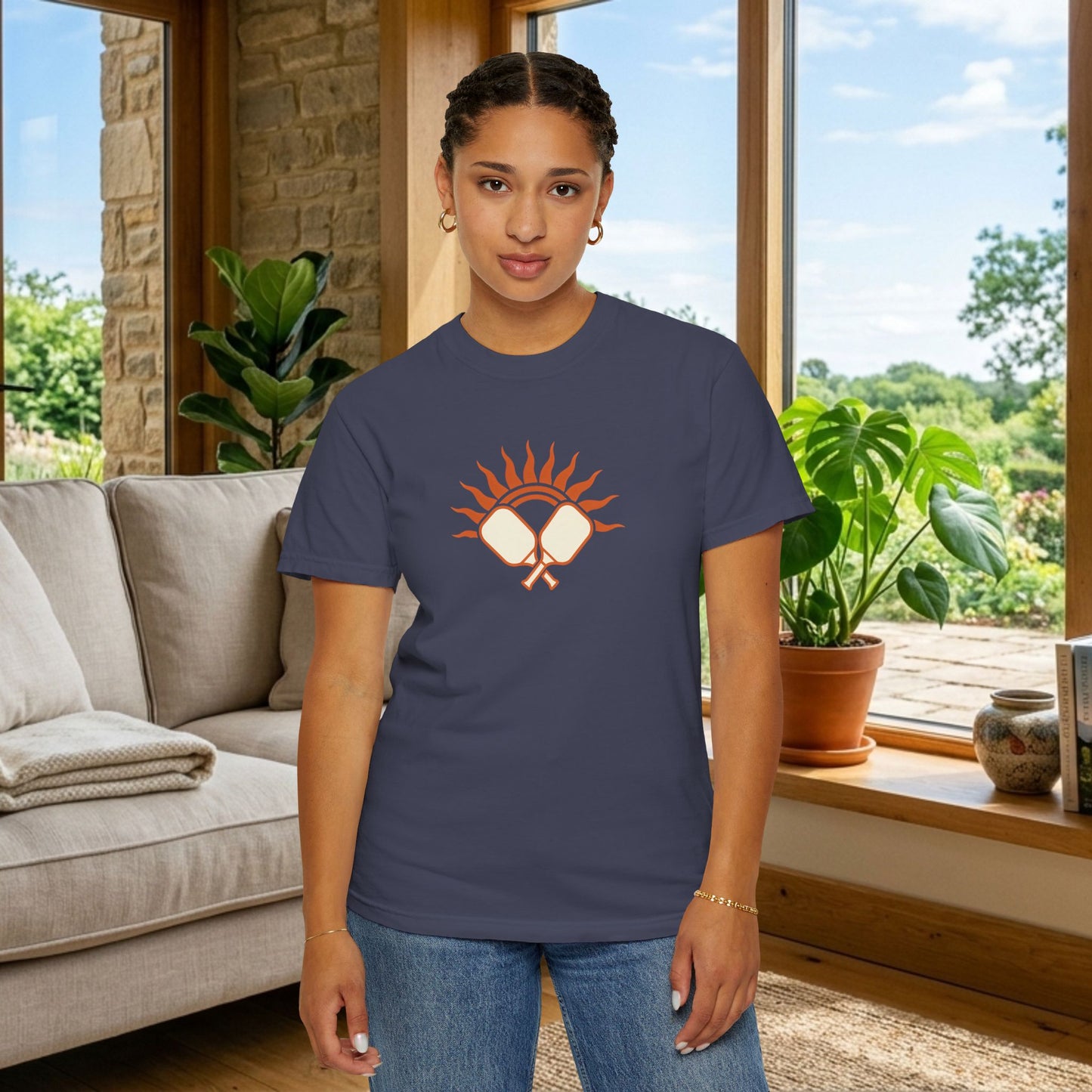 Pickleball Sun Badge Tee Pickler Vintage Minimalist Unisex Shirt