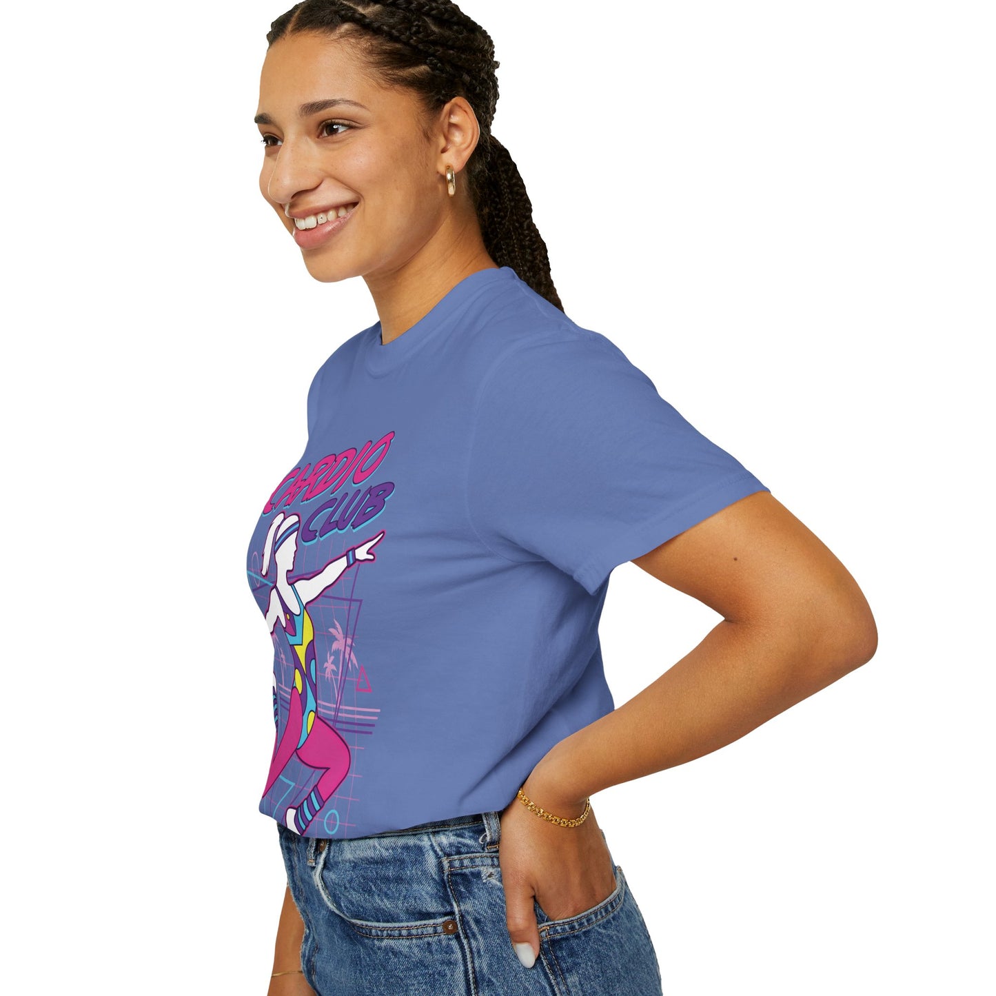 Cardio Club Retro 80s Grid Aerobics Graphic Tee | Vintage Gym Shirt Women
