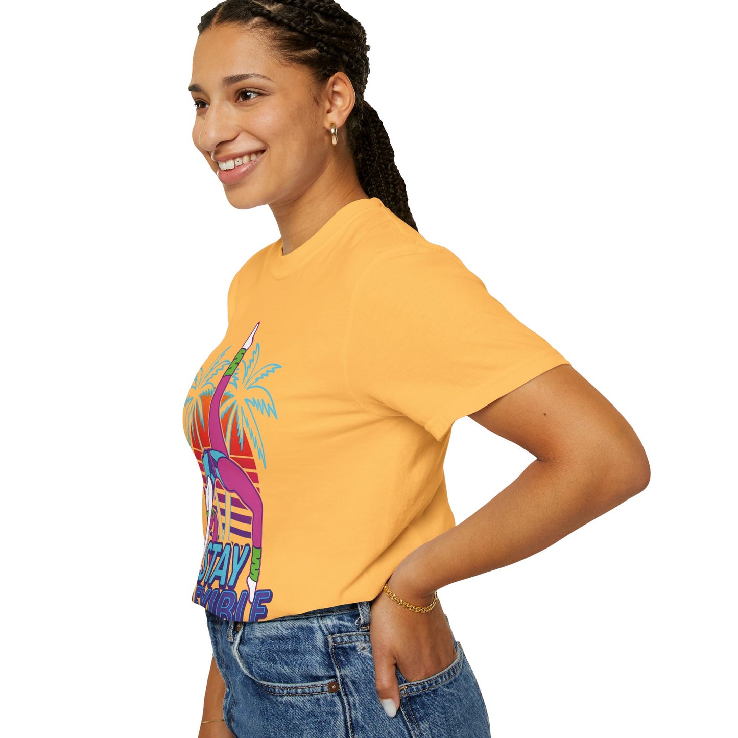 Stay Flexible Retro 80s Backbend Graphic Tee | Vintage Workout Shirt Women