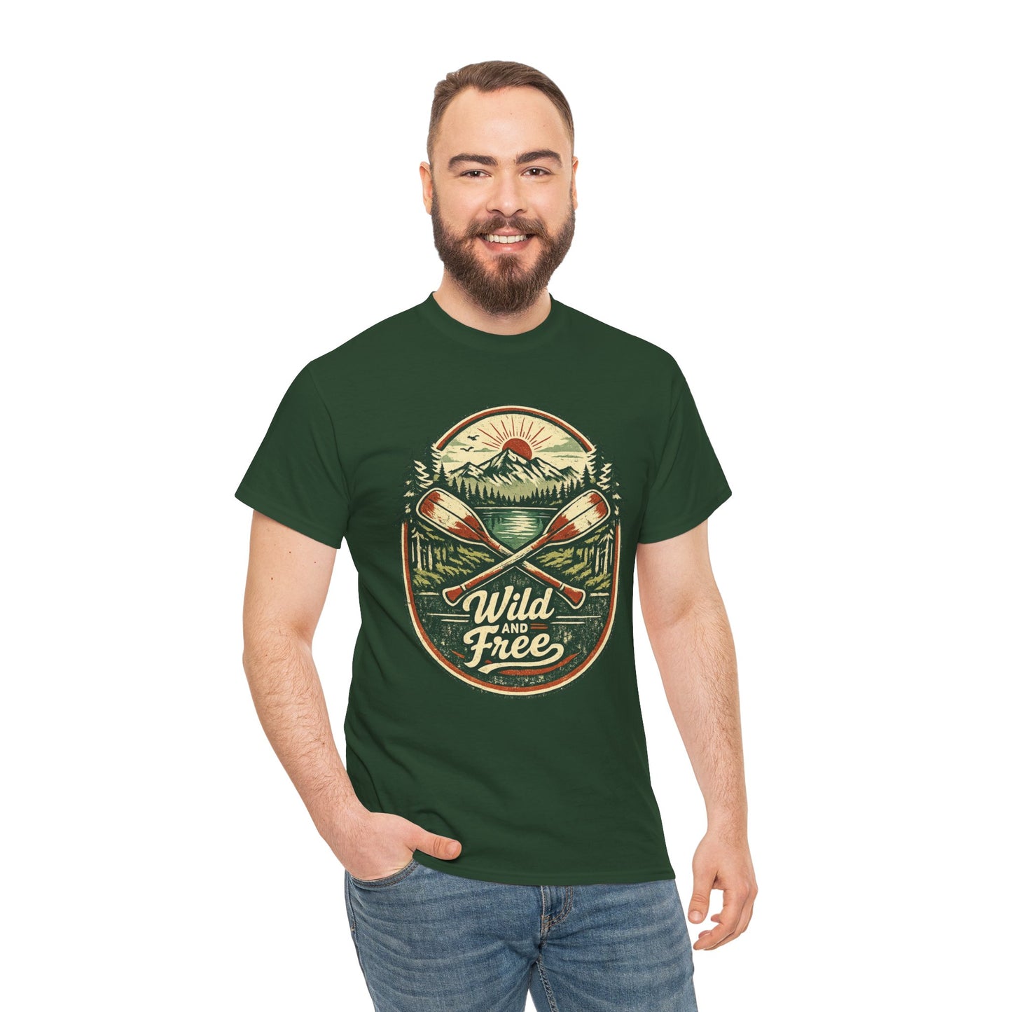 Wild and Free Badge Tee | Vintage Adventure Shirt | Outdoor Explorer Gift