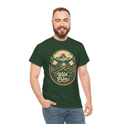 Wild and Free Badge Tee | Vintage Adventure Shirt | Outdoor Explorer Gift