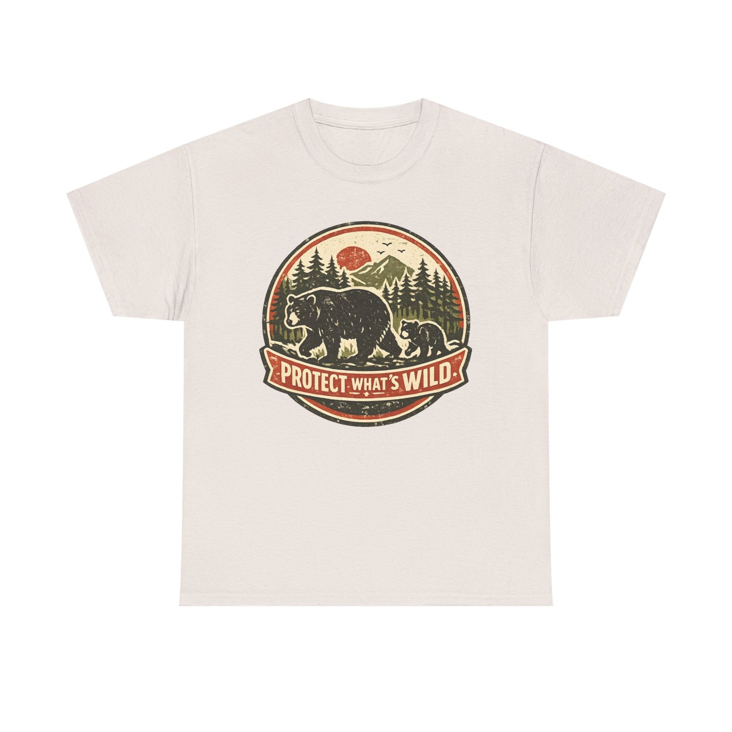 Bear and Cub Retro Badge Tee | Protect What's Wild | Wildlife Lover Gift | Unisex