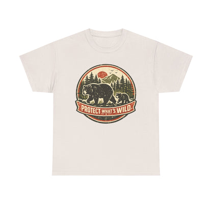 Bear and Cub Retro Badge Tee | Protect What's Wild | Wildlife Lover Gift | Unisex