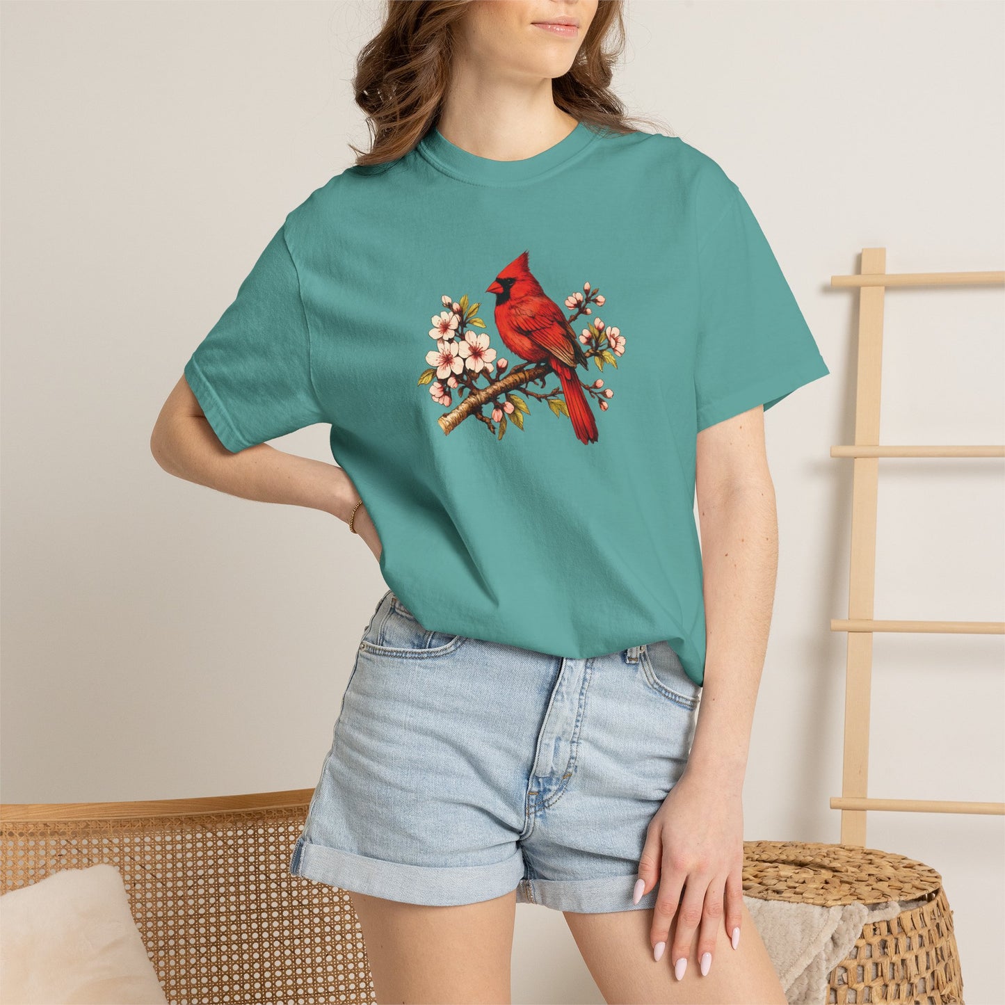 Cardinal Botanical Tee | Vintage Bird Art Shirt | Bird Watcher Gift