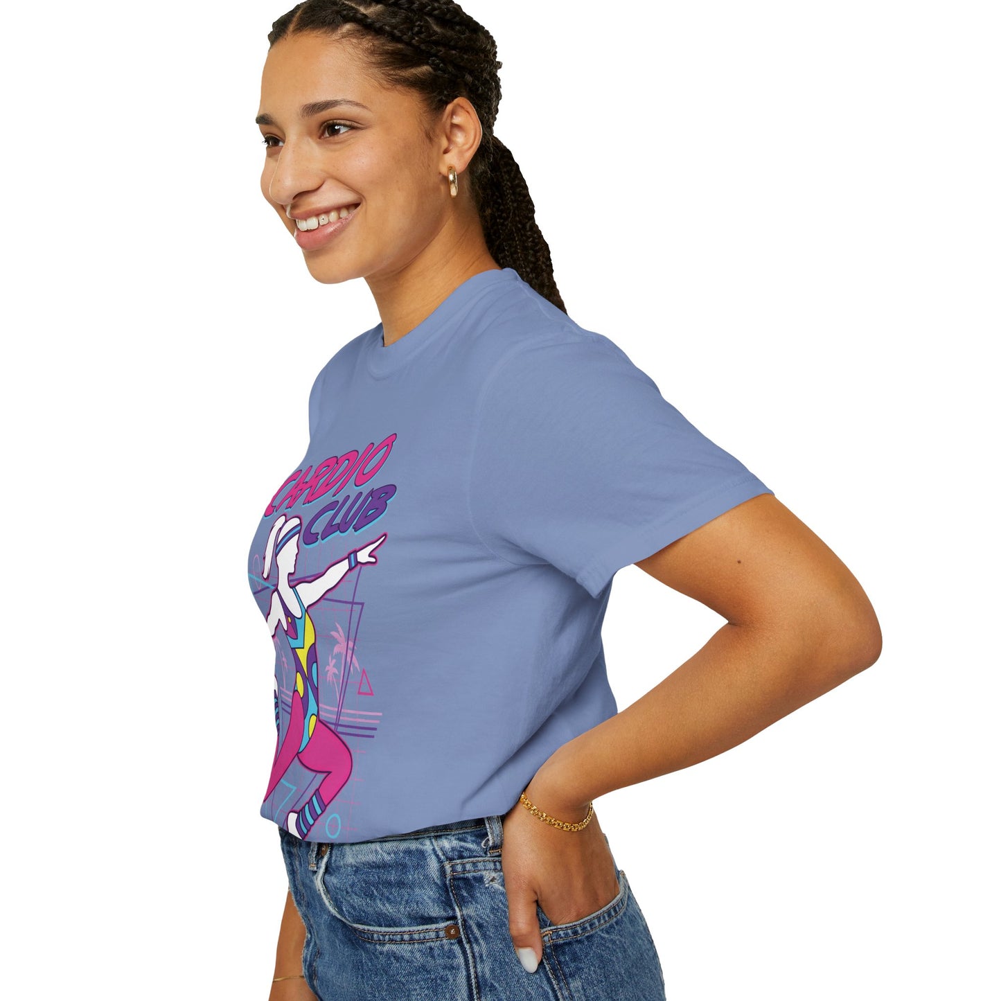 Cardio Club Retro 80s Grid Aerobics Graphic Tee | Vintage Gym Shirt Women