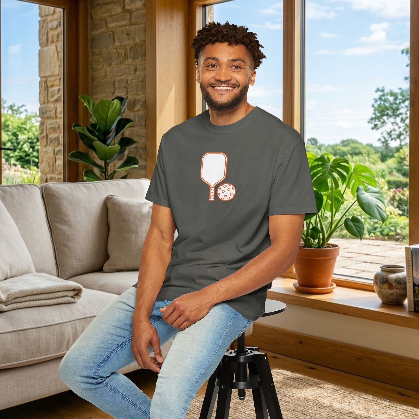 Pickleball Paddle And Ball Icon Tee Minimalist Pickler Unisex T-Shirt