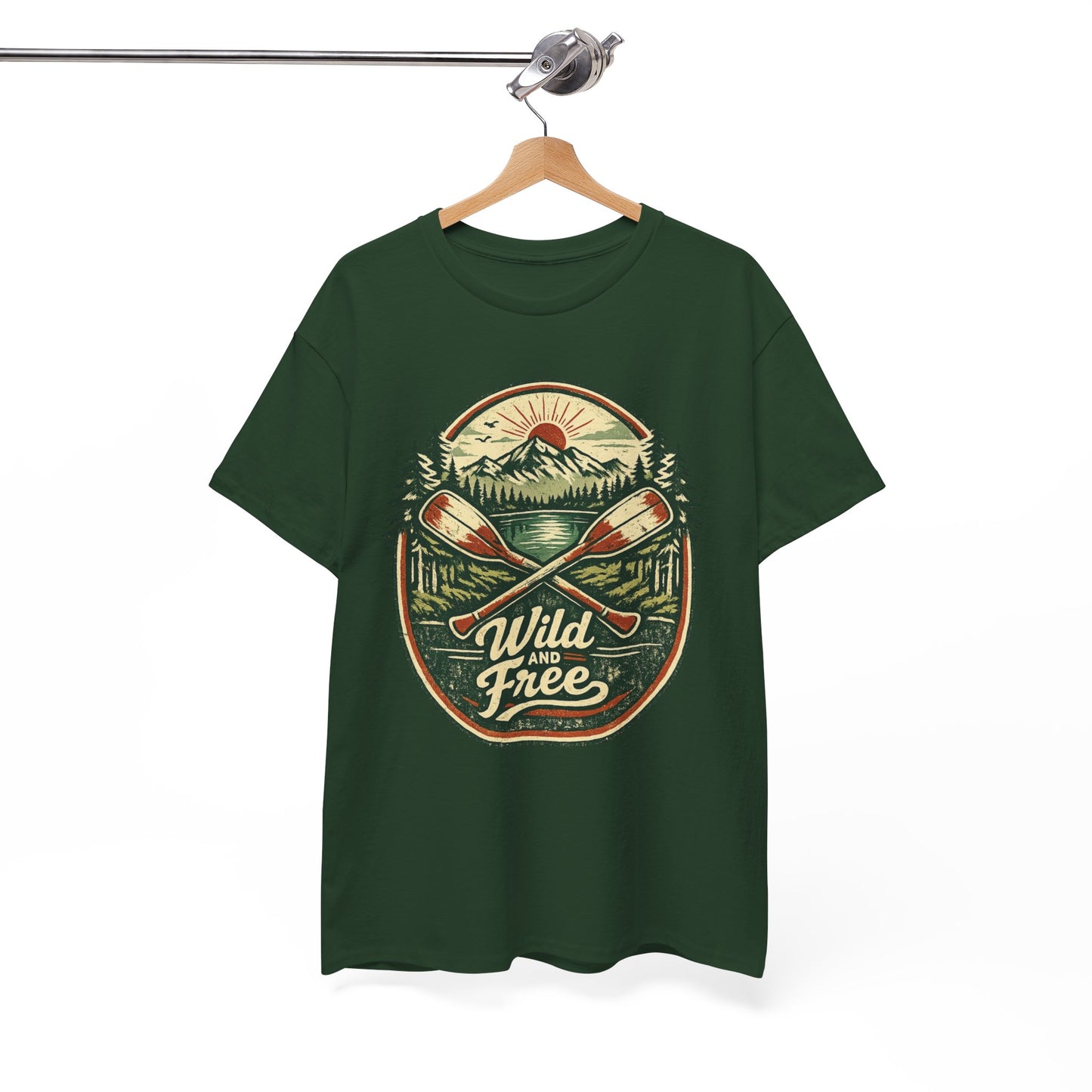 Wild and Free Badge Tee | Vintage Adventure Shirt | Outdoor Explorer Gift
