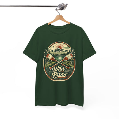 Wild and Free Badge Tee | Vintage Adventure Shirt | Outdoor Explorer Gift