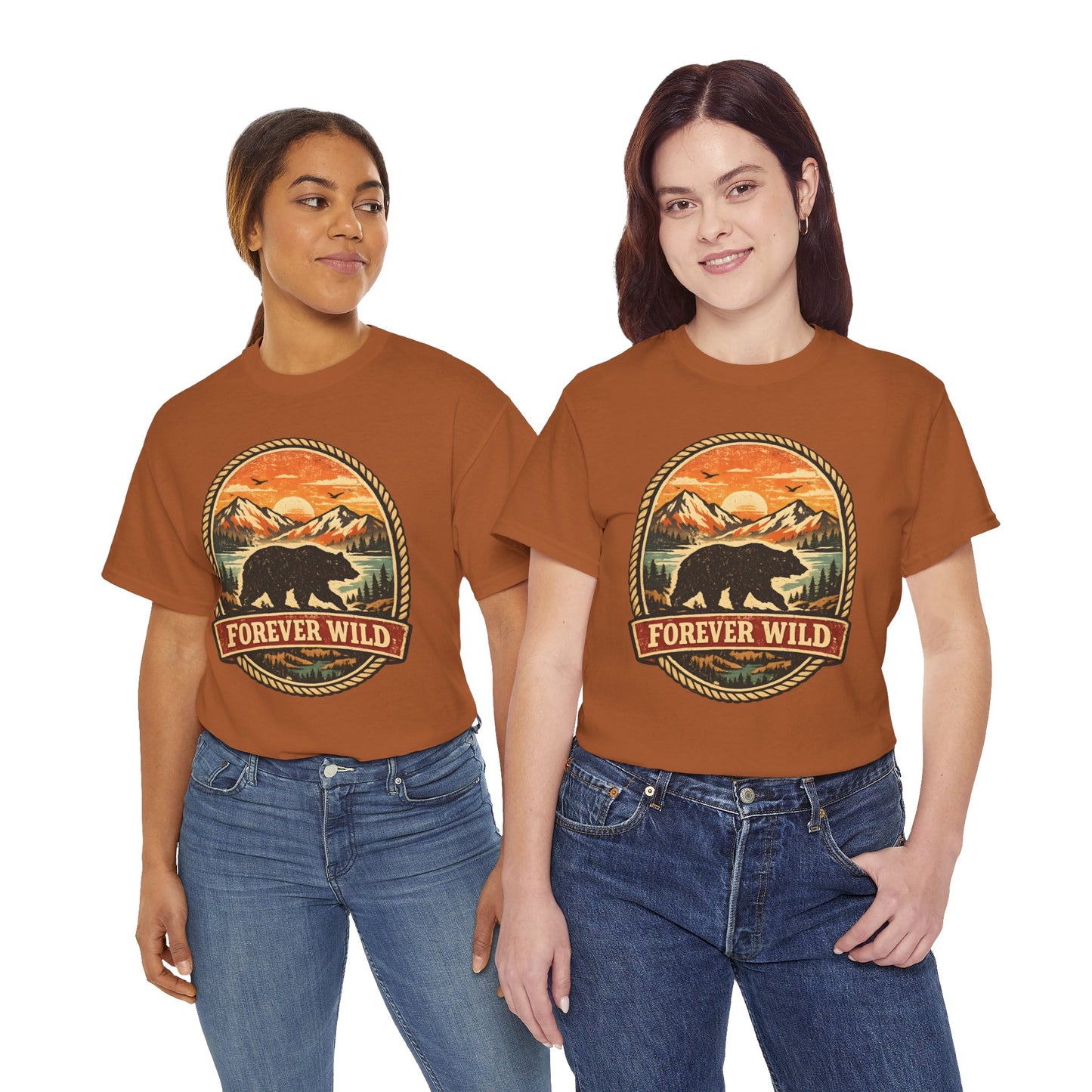 Grizzly Bear Forever Wild Badge Tee | Vintage National Park Shirt | Nature Lover Gift