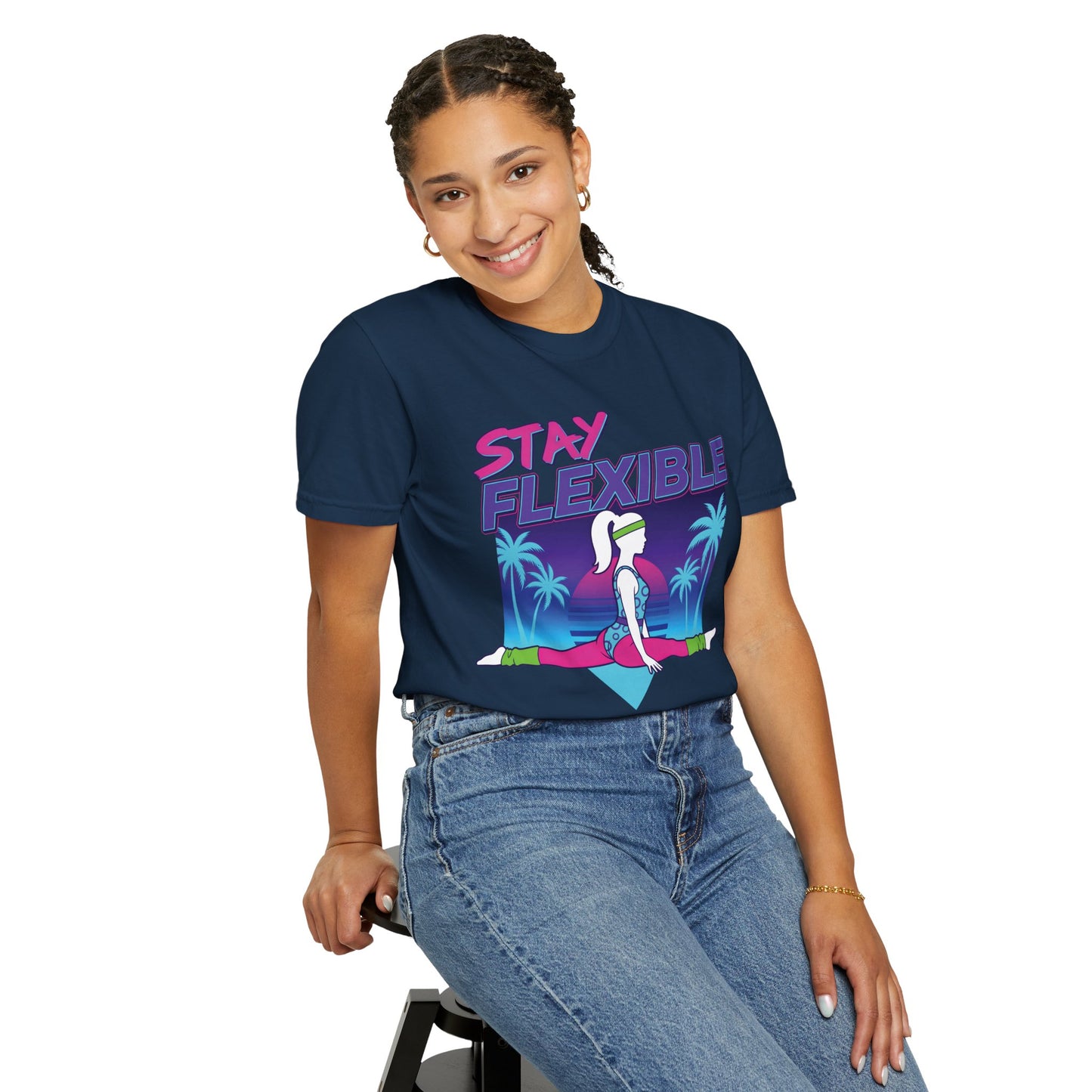 Stay Flexible Retro 80s Splits Aerobics Tee | Vintage Gym Shirt Women
