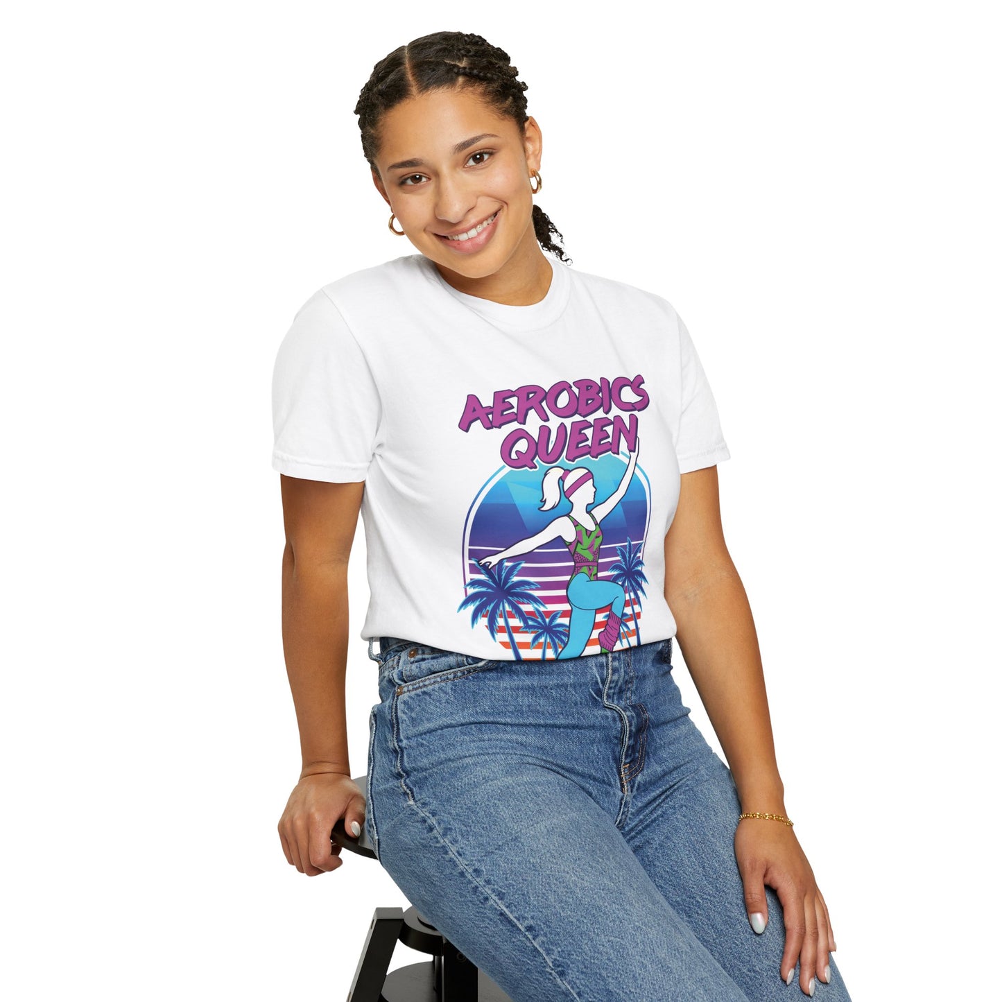 Aerobics Queen Retro 80s Dance Graphic Tee | Vintage Workout Shirt Women