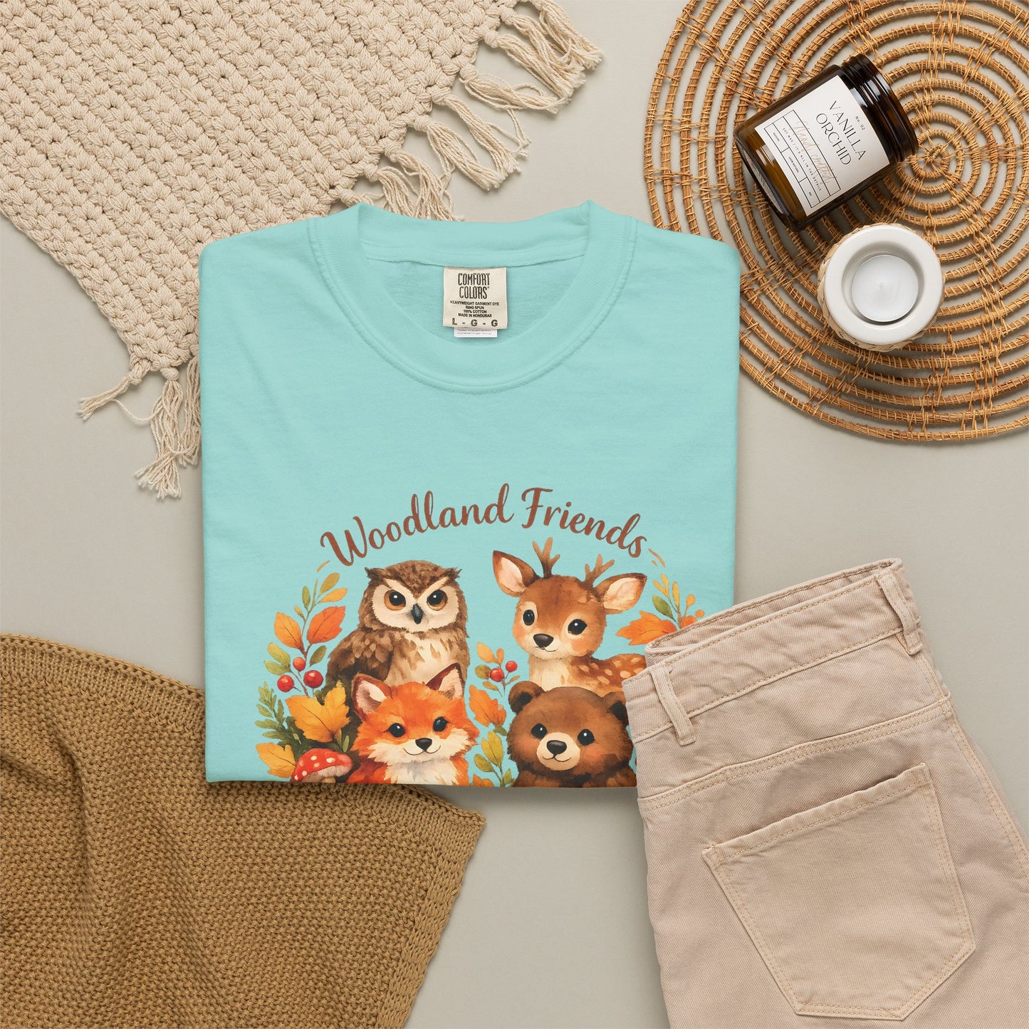 Woodland Friends Badge Watercolor Tee | Fox Bear Deer Owl Shirt | Nature Lover Gift