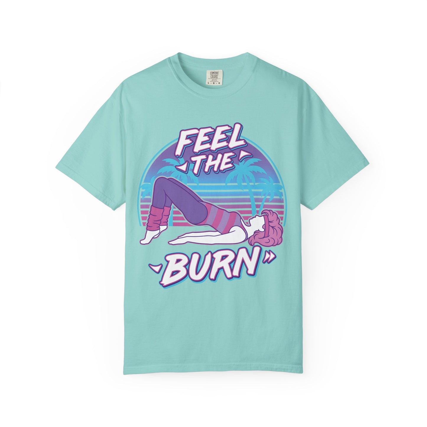 Feel the Burn Retro 80s Glute Thrust Pose Graphic Tee | Vintage Workout Shirt