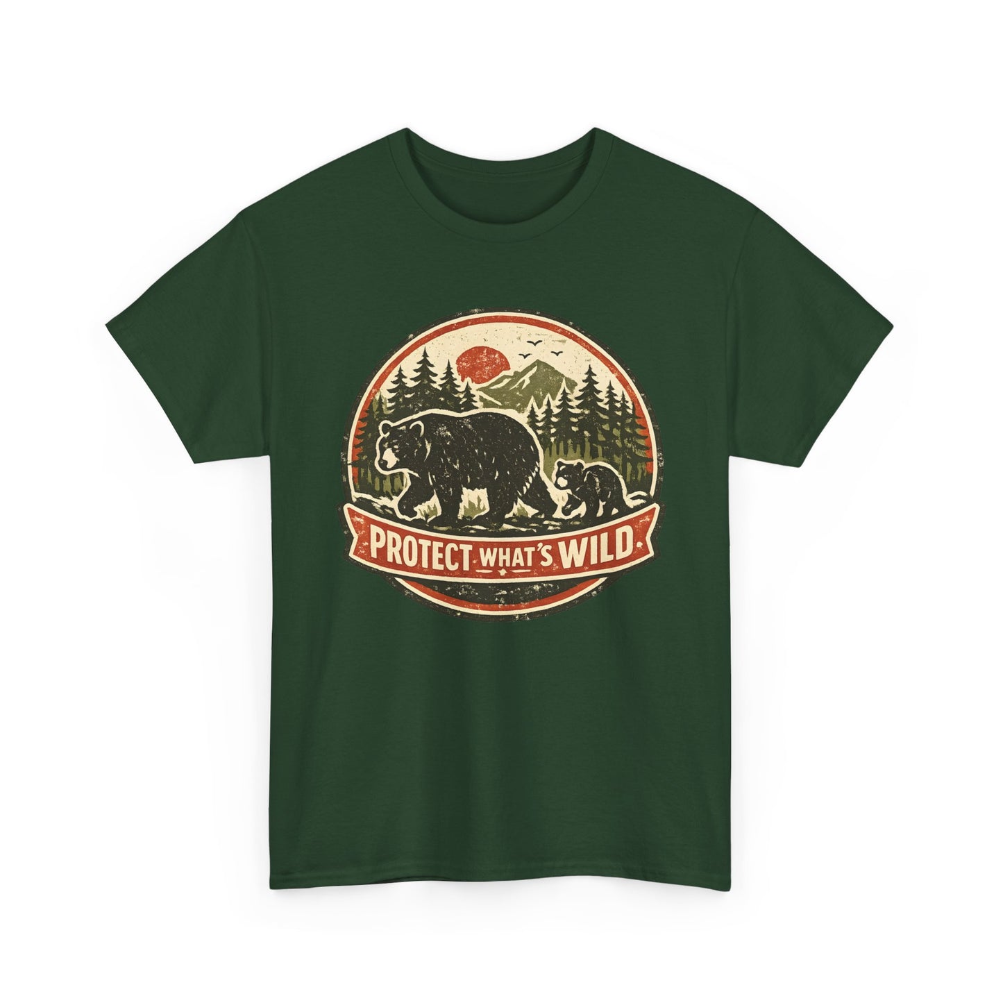 Bear and Cub Retro Badge Tee | Protect What's Wild | Wildlife Lover Gift | Unisex