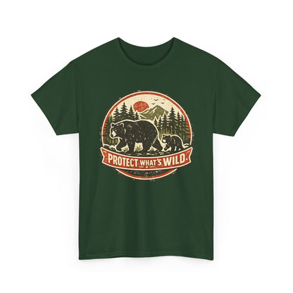 Bear and Cub Retro Badge Tee | Protect What's Wild | Wildlife Lover Gift | Unisex