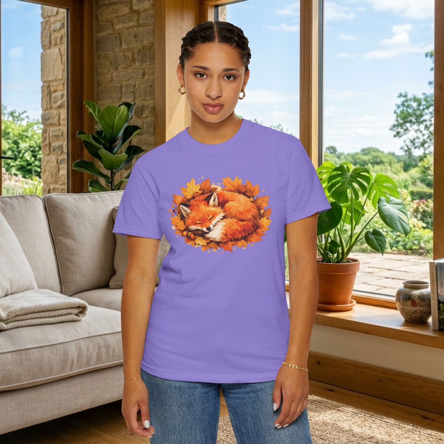 Sleeping Fox Watercolor Graphic Tee | Cozy Woodland Animal Shirt | Nature Lover Gift