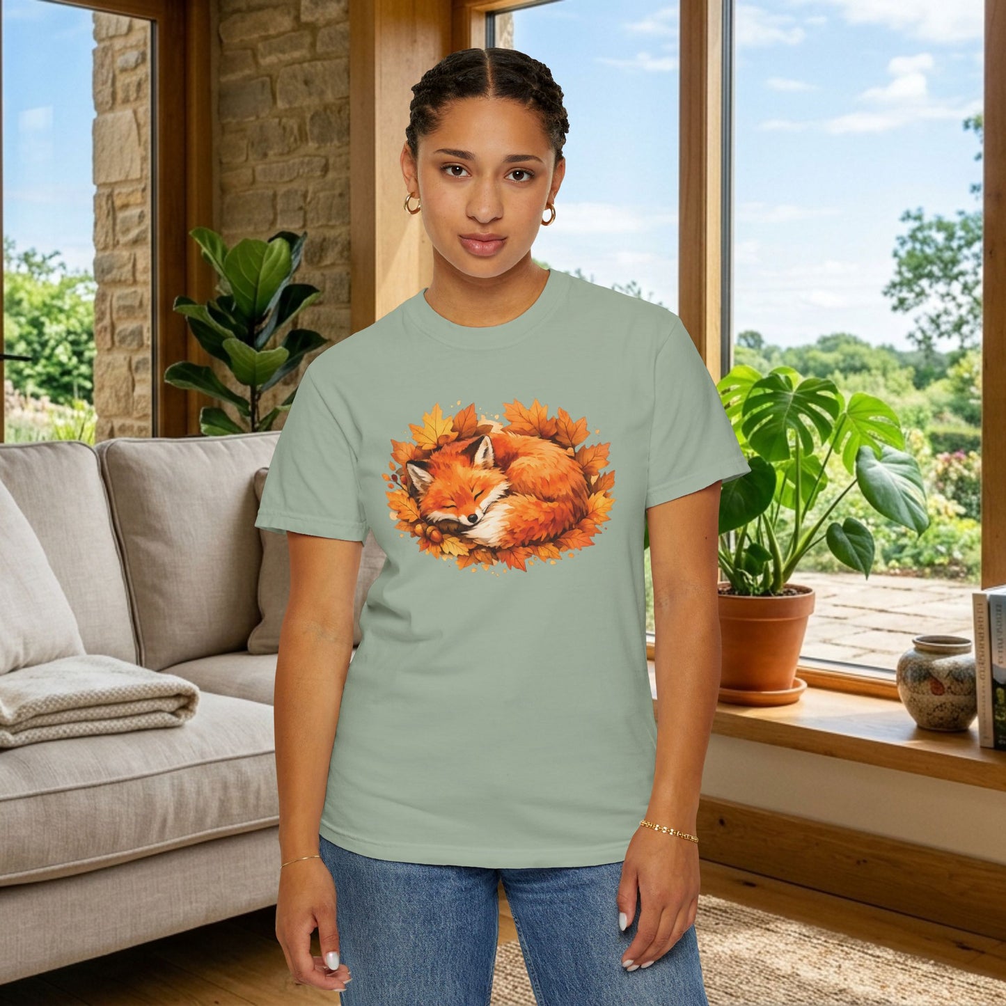 Sleeping Fox Watercolor Graphic Tee | Cozy Woodland Animal Shirt | Nature Lover Gift