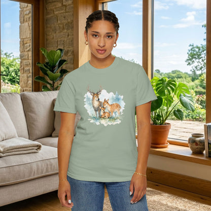 Watercolor Deer Family Tee | Forest Wildlife Art Shirt | Nature Lover Gift | Unisex