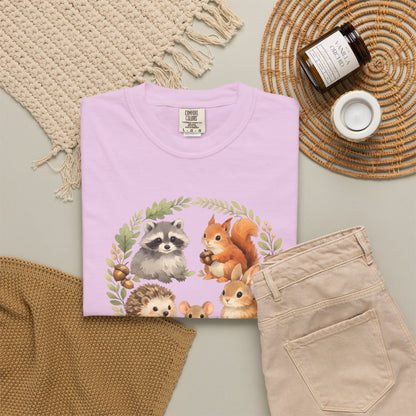 Woodland Animals Circle Watercolor Tee | Forest Creature Gift Shirt | Nature Lover