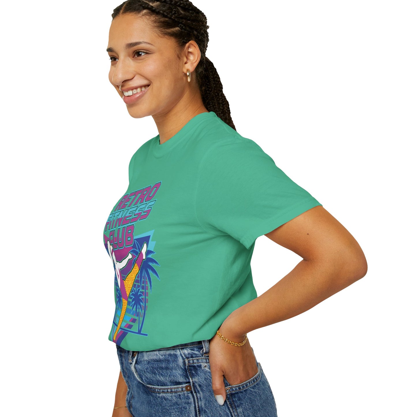 Retro Fitness Club High Kick 80s Tee | Vintage Aerobics Shirt Women