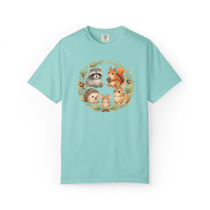 Woodland Animals Circle Watercolor Tee | Forest Creature Gift Shirt | Nature Lover