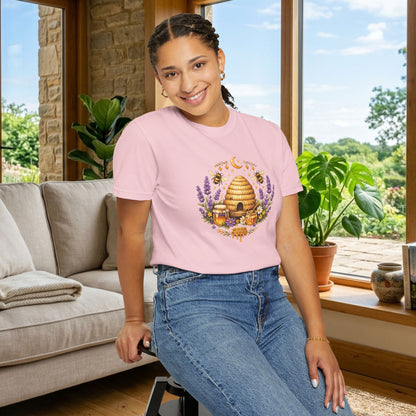 Beehive Honey and Lavender Tee | Vintage Nature Art Shirt | Botanical Garden Gift