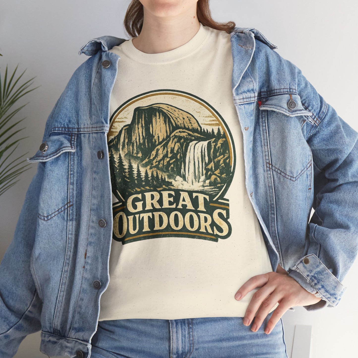 Great Outdoors Retro Badge Tee | Yosemite Half Dome Graphic Shirt | Camping Gift