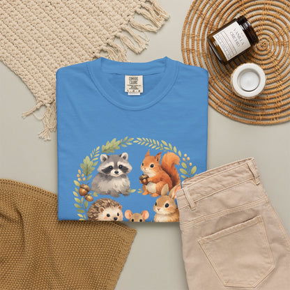 Woodland Animals Circle Watercolor Tee | Forest Creature Gift Shirt | Nature Lover