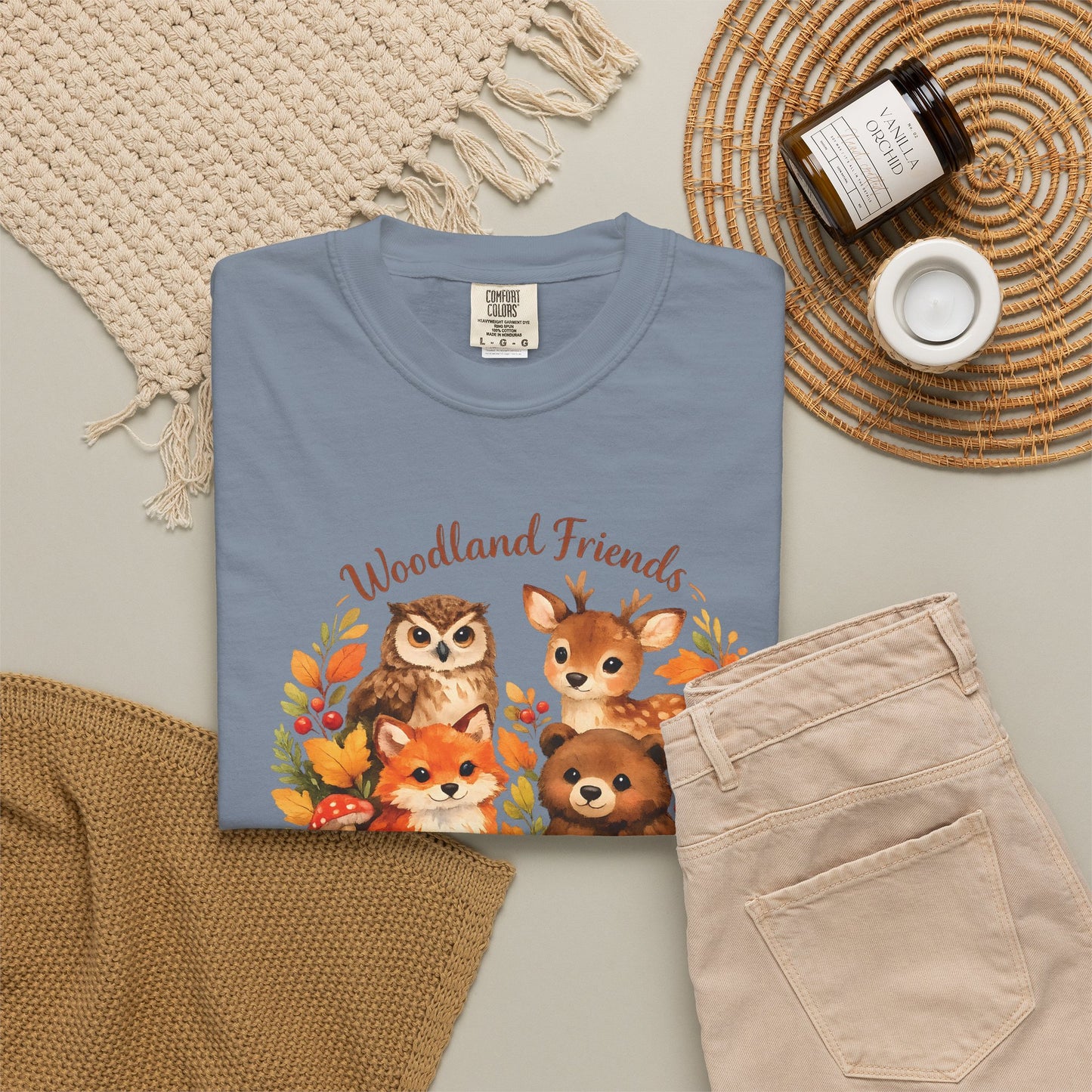 Woodland Friends Badge Watercolor Tee | Fox Bear Deer Owl Shirt | Nature Lover Gift