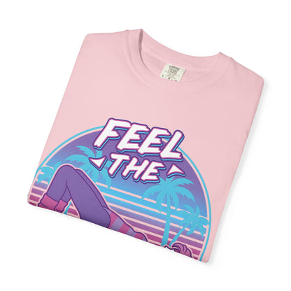 Feel the Burn Retro 80s Glute Thrust Pose Graphic Tee | Vintage Workout Shirt