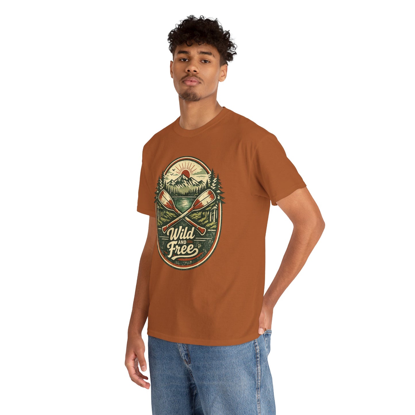 Wild and Free Badge Tee | Vintage Adventure Shirt | Outdoor Explorer Gift
