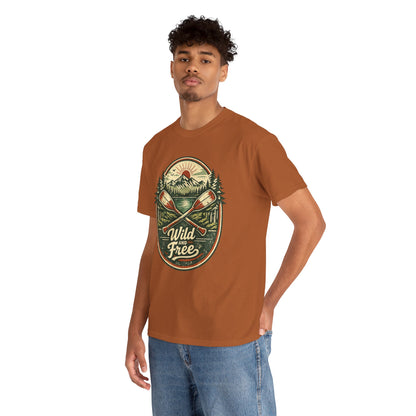 Wild and Free Badge Tee | Vintage Adventure Shirt | Outdoor Explorer Gift