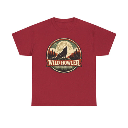 Howling Wolf Vintage Badge Tee | Full Moon Wilderness Shirt | Nature Lover Gift