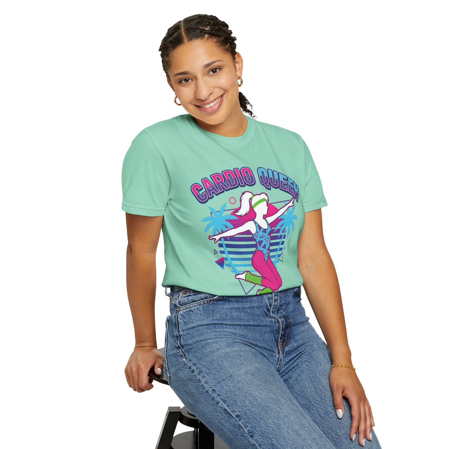 Cardio Queen Retro 80s Aerobics Graphic Tee | Vintage Workout Shirt Women