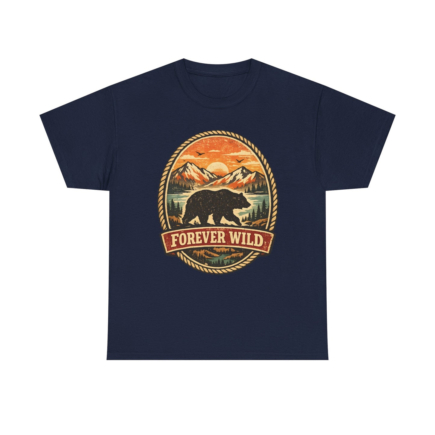 Grizzly Bear Forever Wild Badge Tee | Vintage National Park Shirt | Nature Lover Gift
