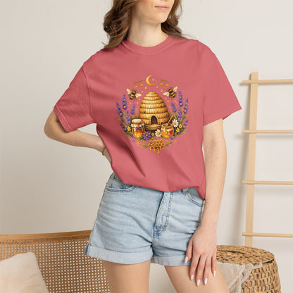 Beehive Honey and Lavender Tee | Vintage Nature Art Shirt | Botanical Garden Gift