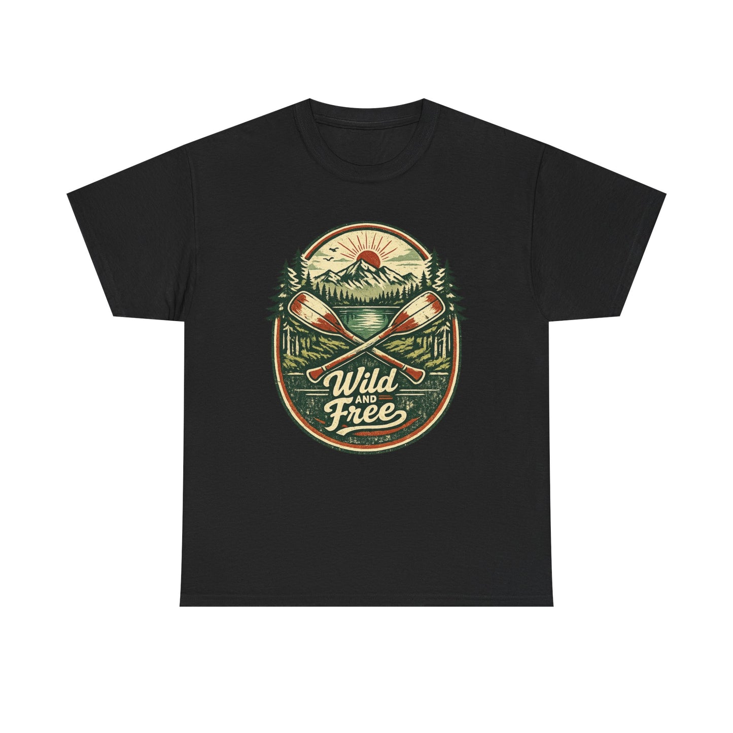 Wild and Free Badge Tee | Vintage Adventure Shirt | Outdoor Explorer Gift