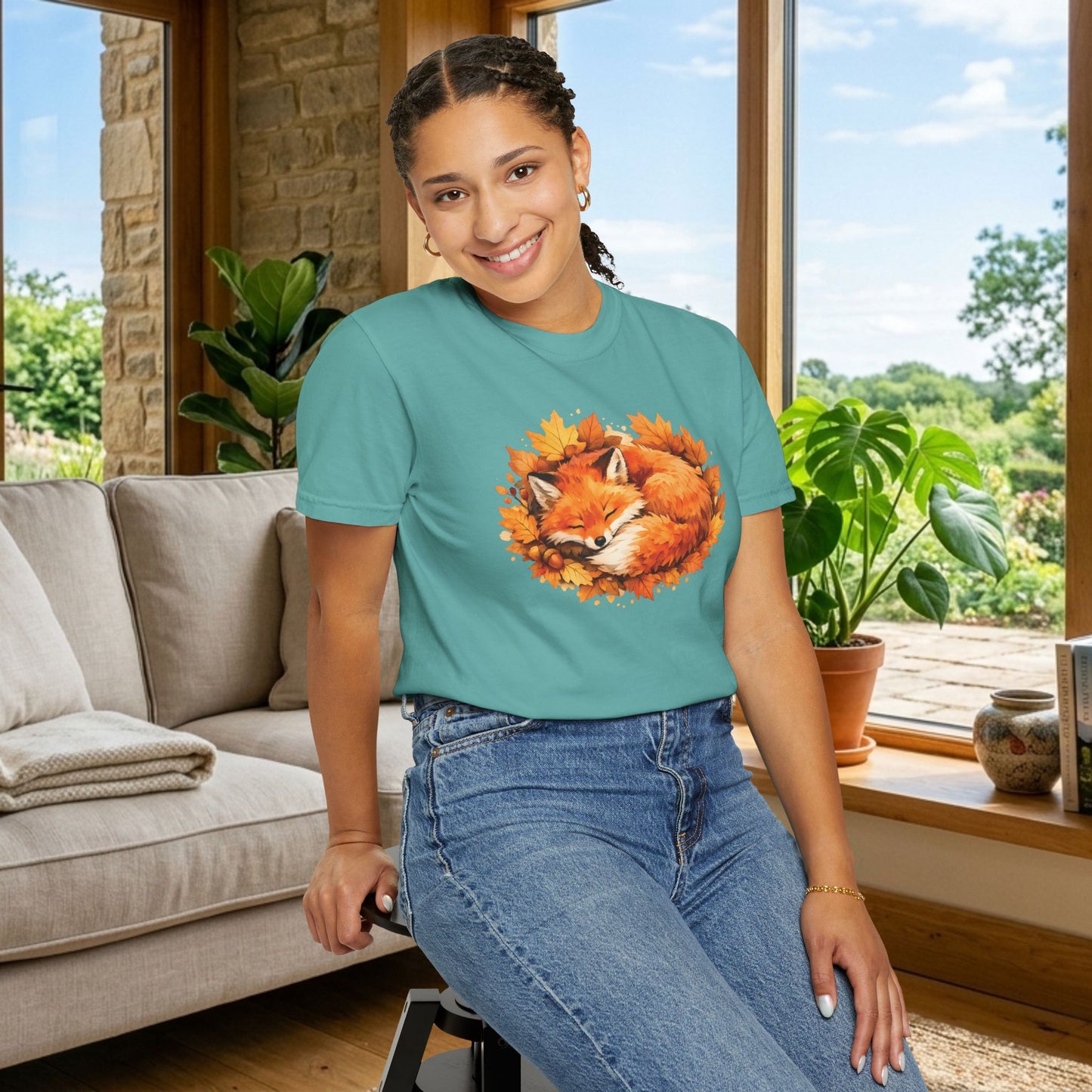 Sleeping Fox Watercolor Graphic Tee | Cozy Woodland Animal Shirt | Nature Lover Gift