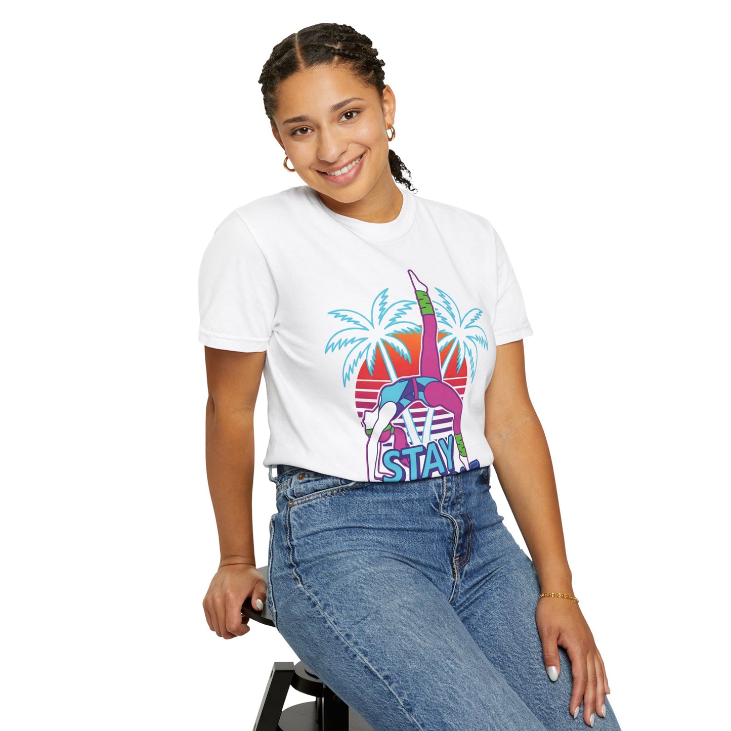 Stay Flexible Retro 80s Backbend Graphic Tee | Vintage Workout Shirt Women